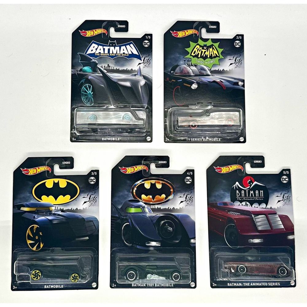 Hot Wheels Batman Batmobile Complete Set of 5 Walmart Exclusive GDG83 1:64